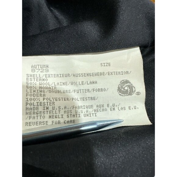 Vintage 80sWoolrich Jacket Wool Mohair Autumn Plaid Leather Collar Women's M USA - Picture 7 of 10